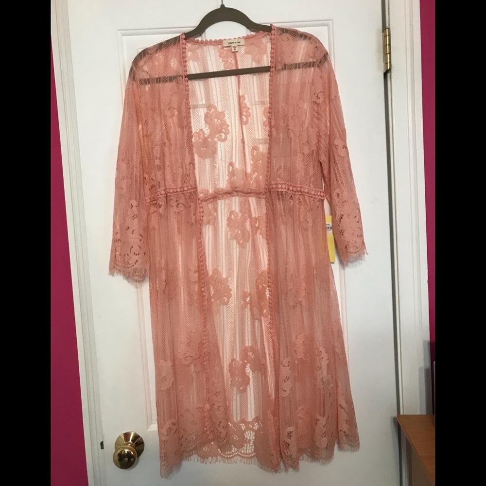 PAPER + TEE LACE KIMONO ROBE, SWIM COVERUP NWT